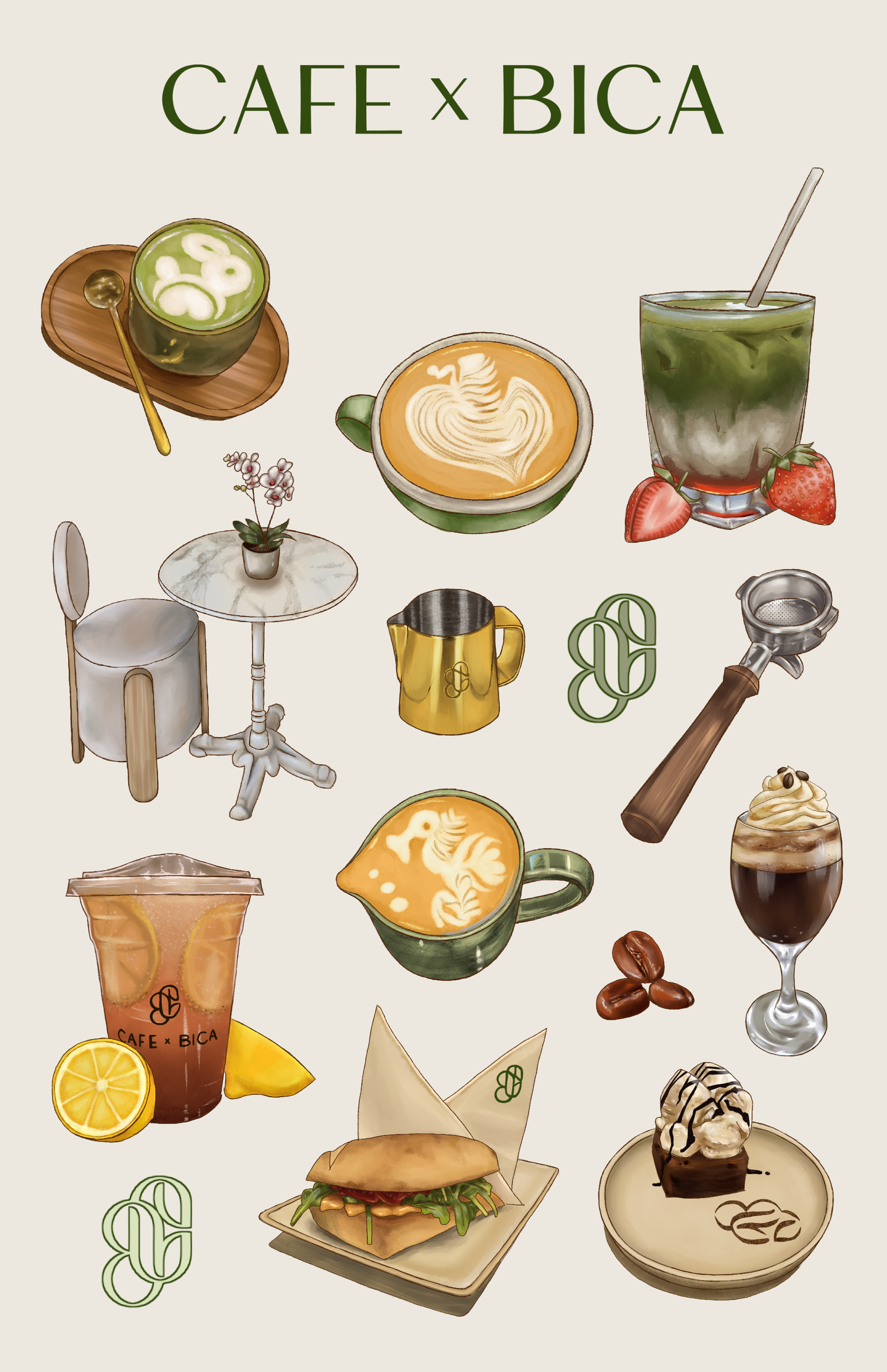 cafe sticker sheet